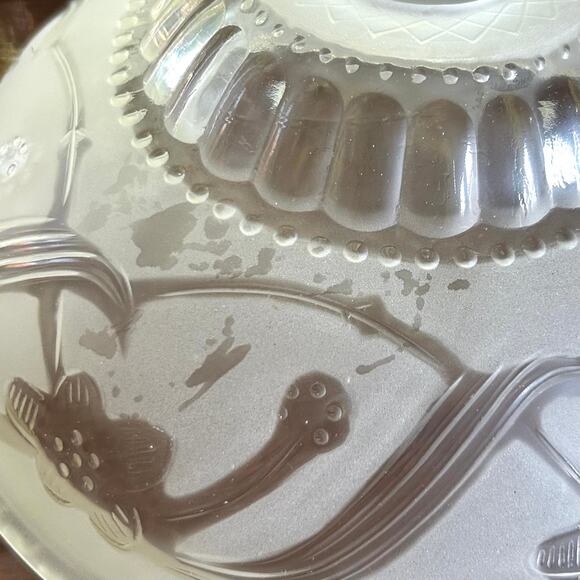 Vintage Frosted Glass Ceiling Light Shade 9.25” Floral Art Deco Style - Picture 4 of 14